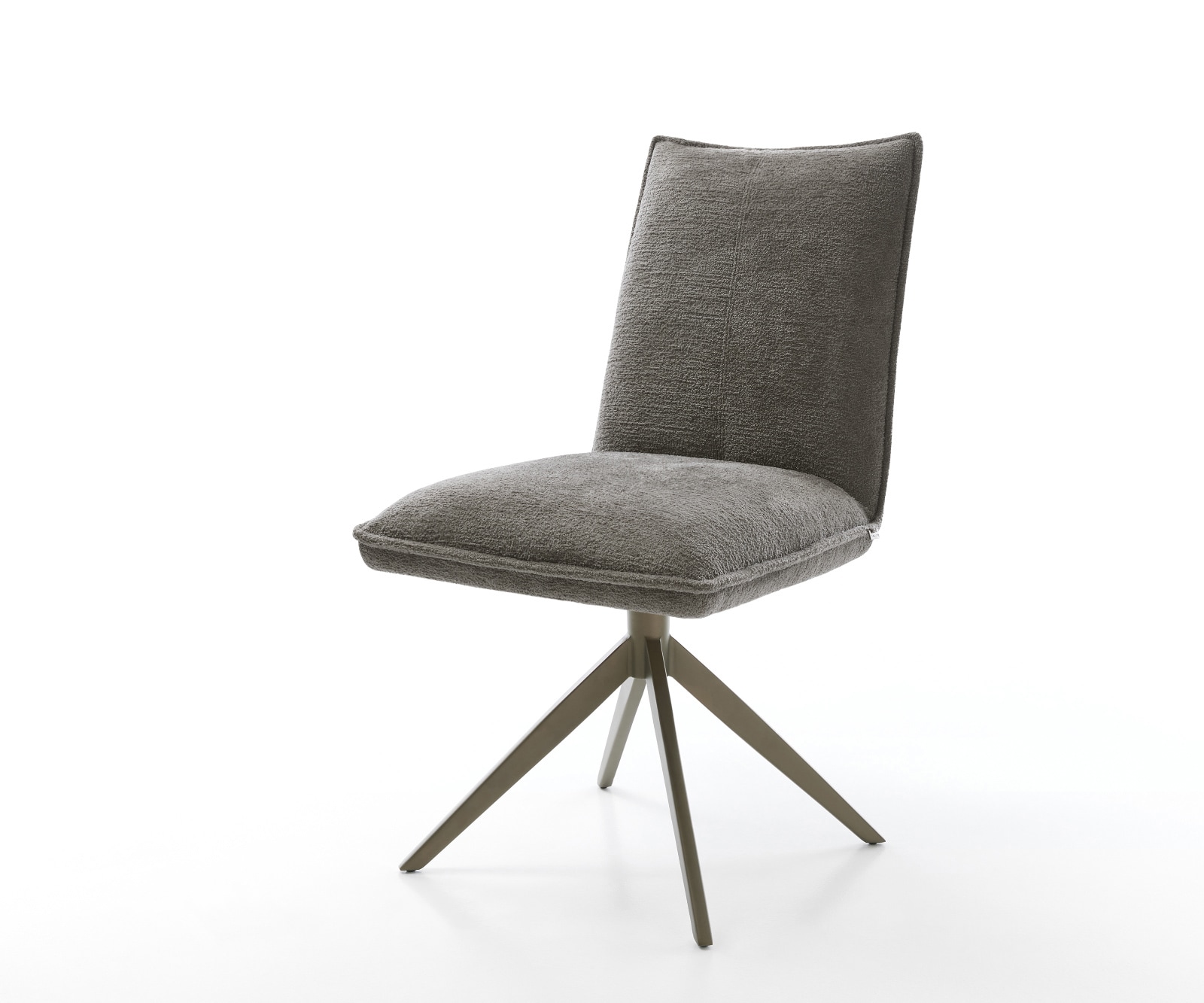 DELIFE Drehstuhl Lelio-Flex Bouclé Soft Schlamm Kreuzgestell breit Effektfinish Titan 360° drehbar Wippfunktion Taschenfederkern, Esszimmerstühle Image