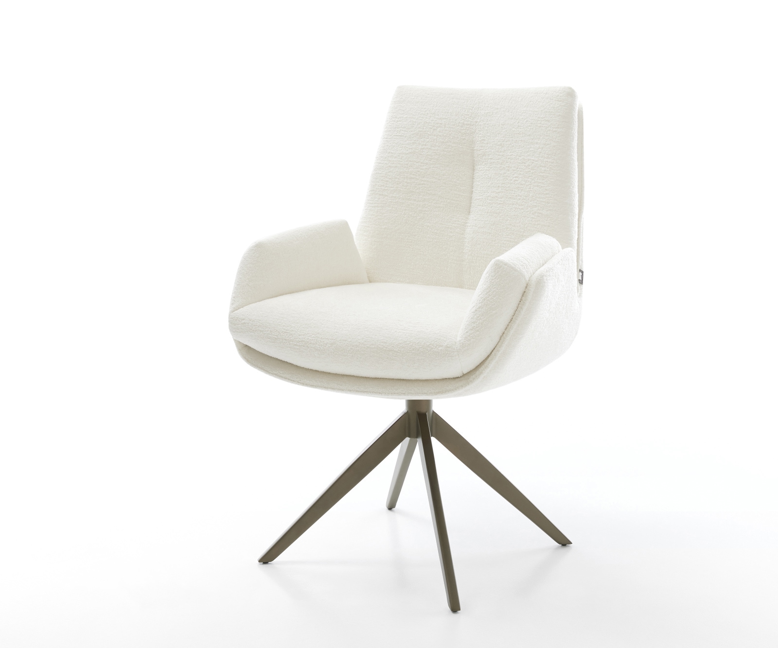 DELIFE Drehstuhl Clea-Flex Bouclé Soft Beige Kreuzgestell breit Effektfinish Titan 360° drehbar Wippfunktion, Esszimmerstühle Image