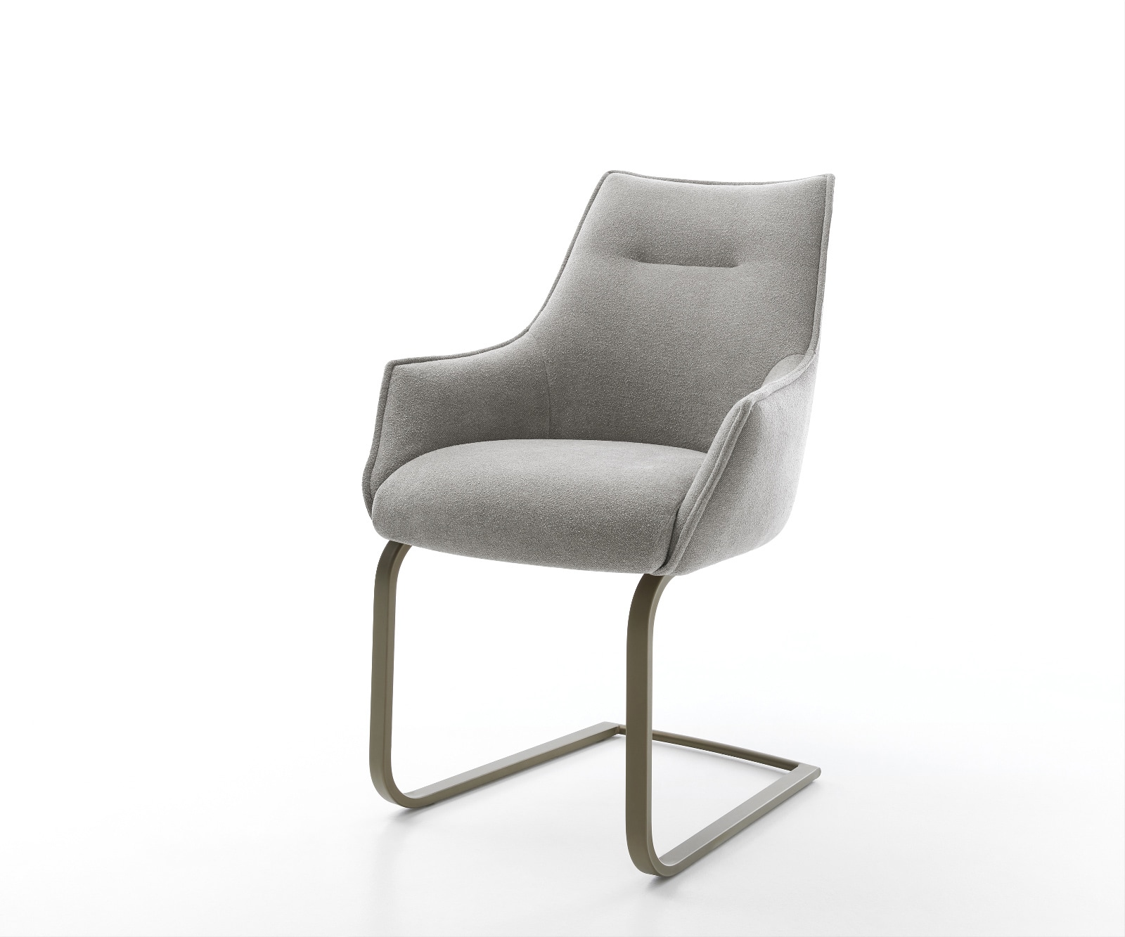 DELIFE Freischwinger Alja-Flex mit Armlehnen Strukturstoff Soft Grau Freischwinger flach Effektfinish Titan Taschenfederkern, Esszimmerstühle Image