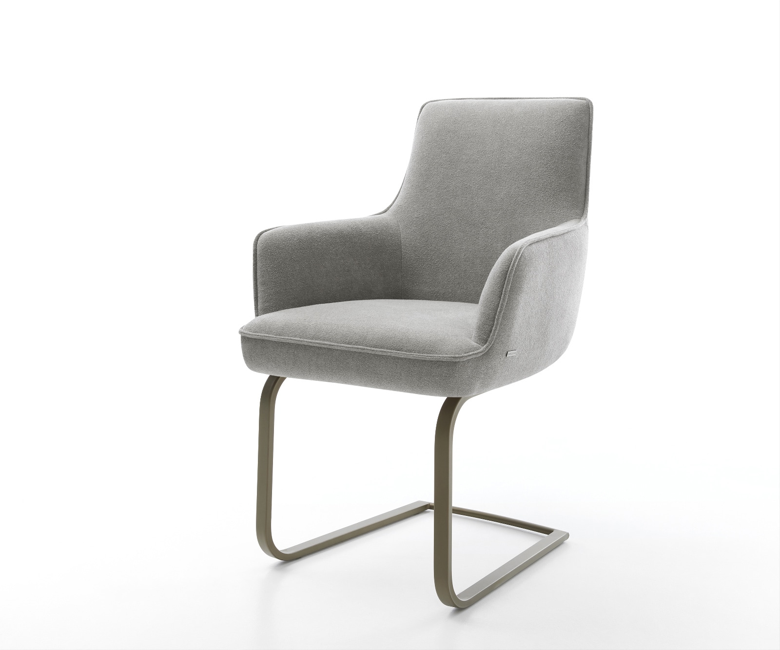 DELIFE Freischwinger Heira-Flex mit Armlehnen Strukturstoff Soft Grau Freischwinger flach Effektfinish Titan Taschenfederkern, Esszimmerstühle Image