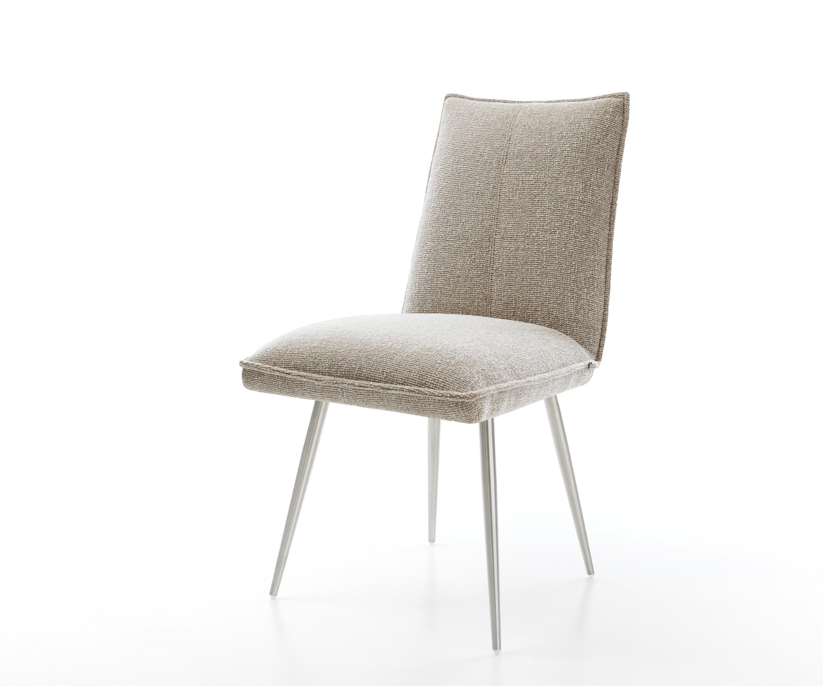 DELIFE Esszimmerstuhl Lelio-Flex Webstoff Soft Beige 4-Fuß konisch Edelstahl Taschenfederkern, Esszimmerstühle Image