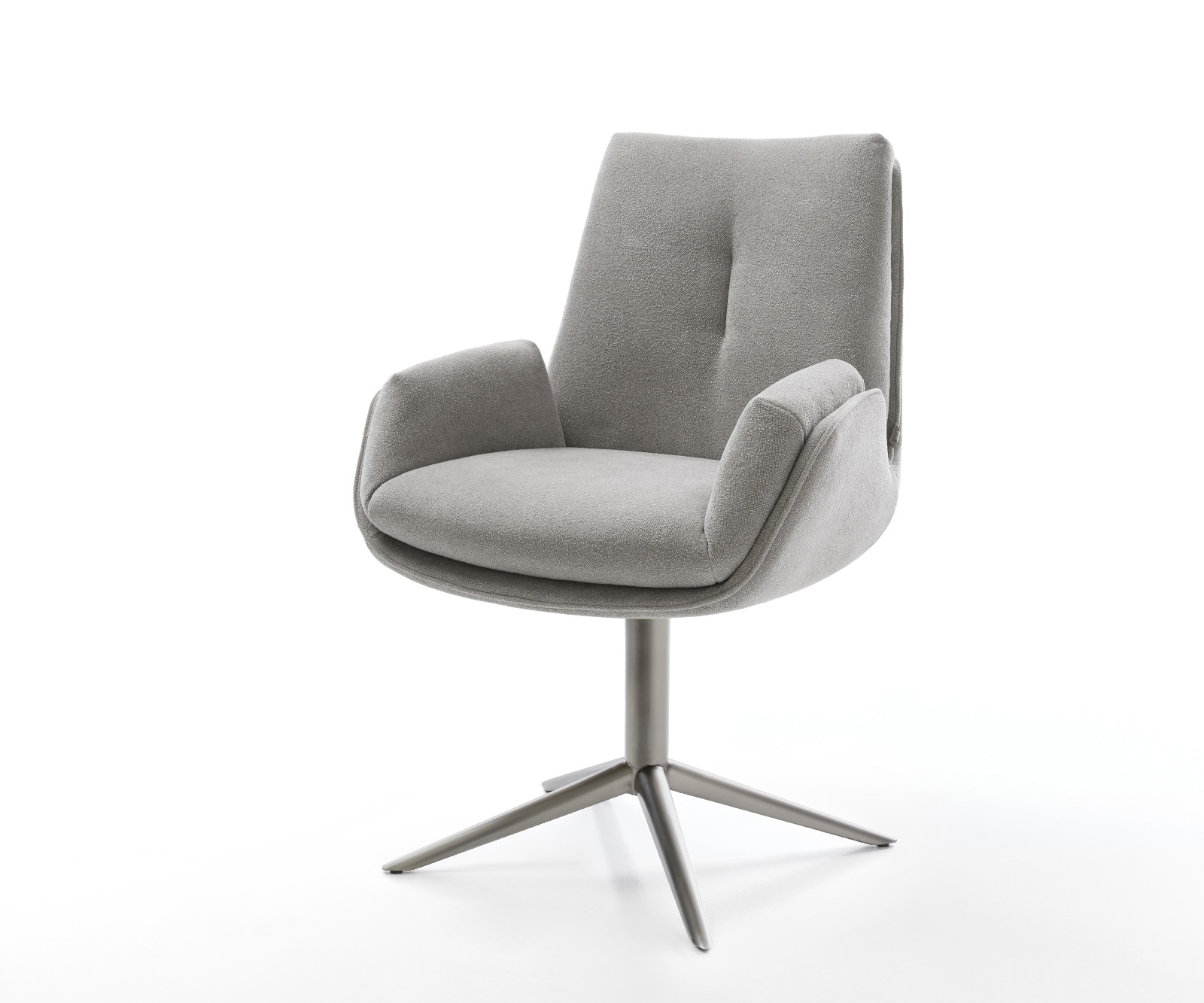 DELIFE Drehstuhl Clea-Flex Strukturstoff Soft Grau Fußkreuz Graphit 360° drehbar Wippfunktion, Esszimmerstühle Image