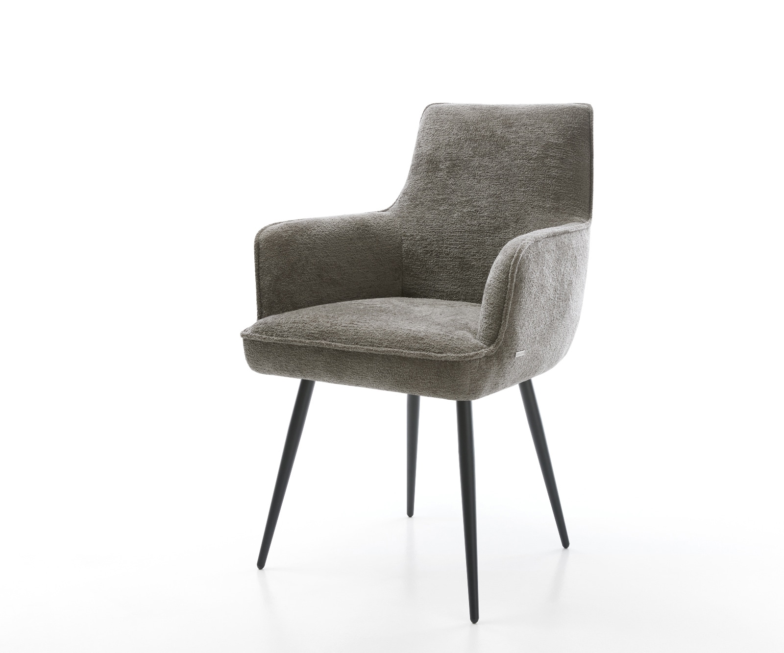 DELIFE Esszimmerstuhl Heira-Flex mit Armlehnen Bouclé Soft Schlamm 4-Fuß konisch Schwarz Taschenfederkern, Esszimmerstühle Image