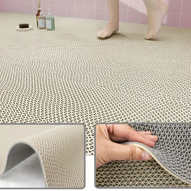 Two-Tone Non-Slip PVC Bathroom Mat 1800G Weight Thick Commercial Grade Floor Mat for Showers And Kitchen Doors