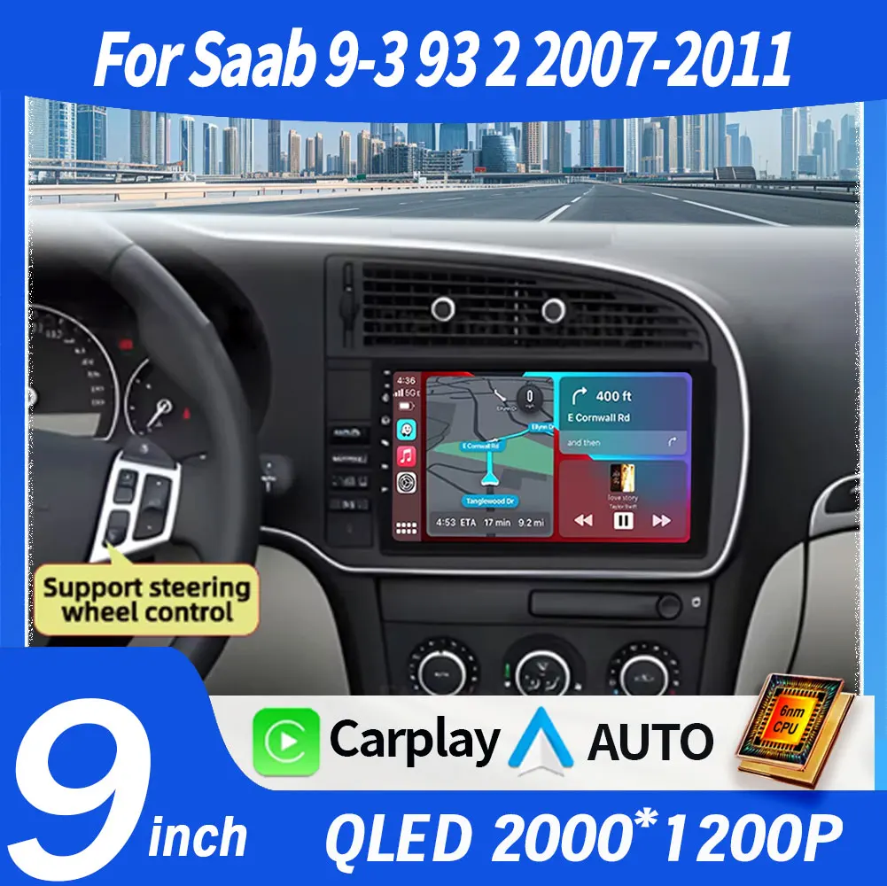 Android 15 autoradio Per Saab 93 2007 - 2011 radio Lettore Video Multimediale GPS Auto radio Navigazione Radio Stereo 5G DVD 4G WIFI