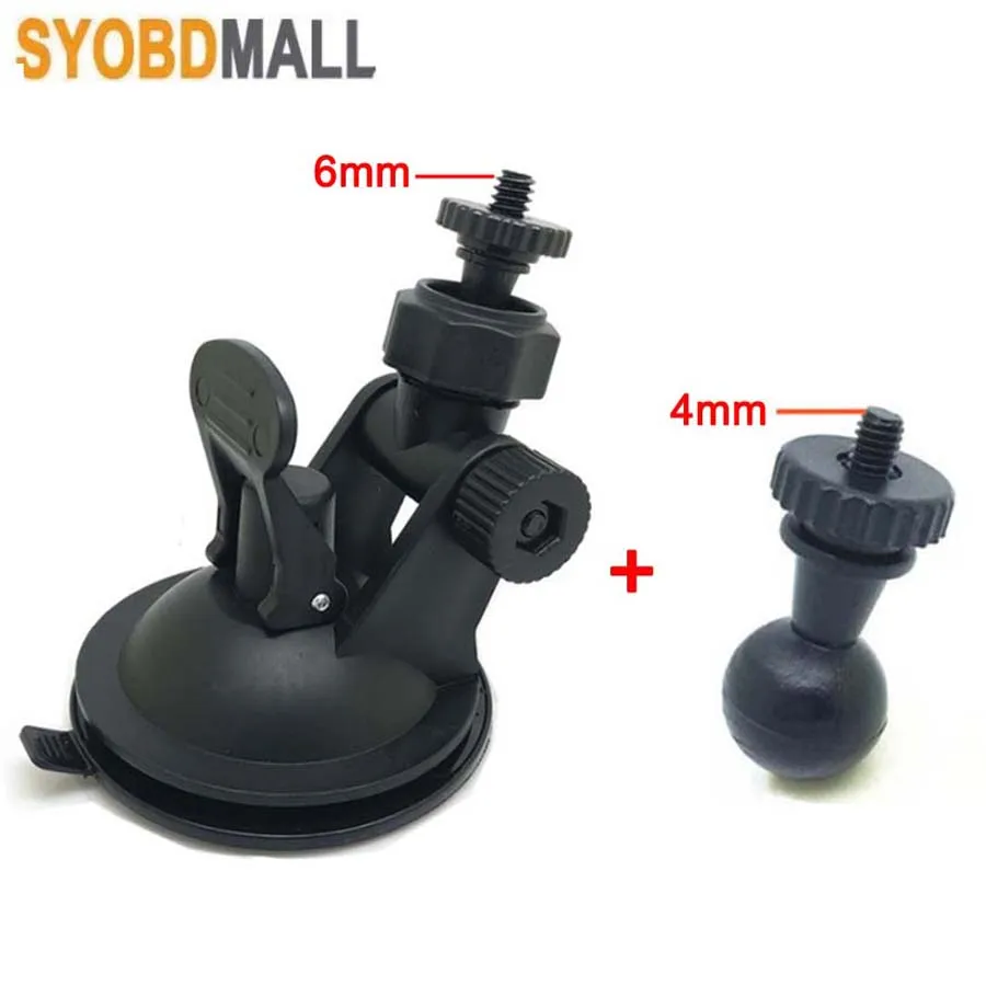 4mm & 6mm Screw Head Suction Cup Base Car DVR Holder DV GPS Navigation Camera Phone Bracket 15mm Ball 360 Rotation Sucker Mount