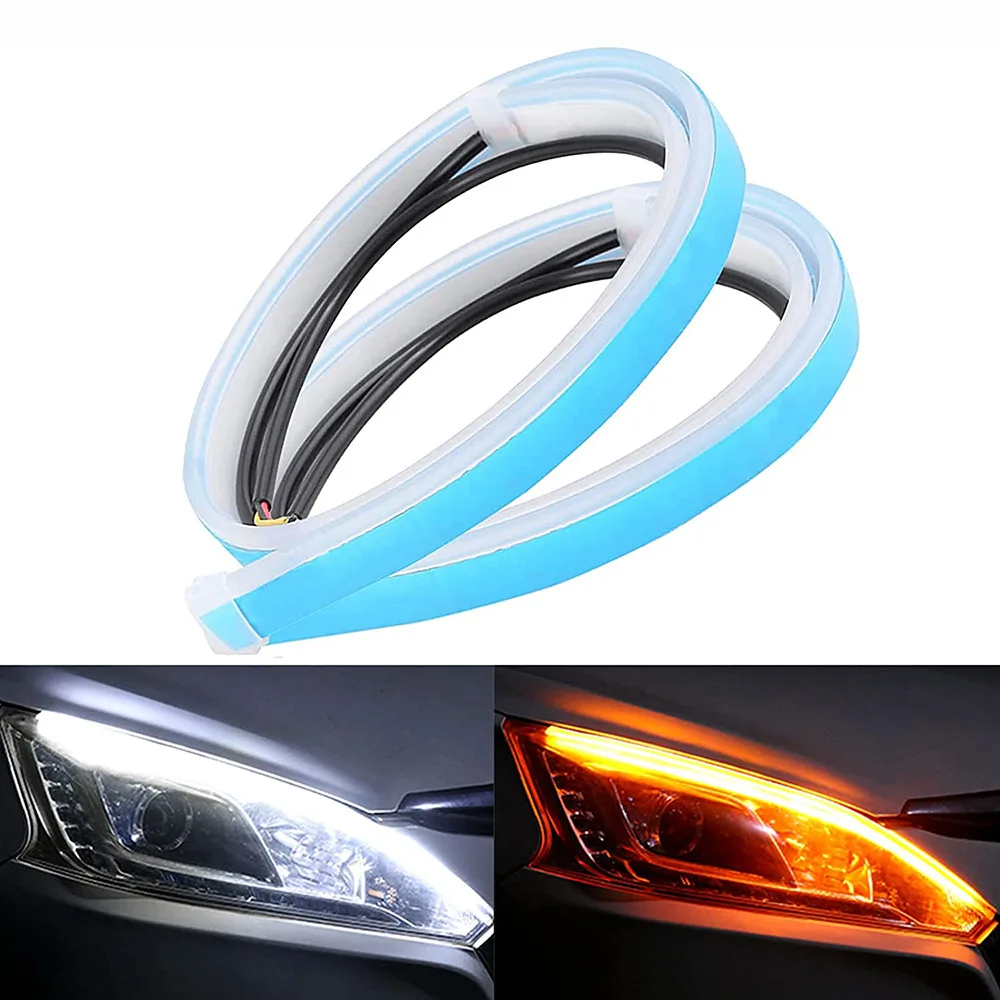 2 pezzi per auto LED DRL luce flessibile impermeabile universale per auto indicatore di direzione diurna luce di marcia notturna indicatore di direzione del freno faro a LED