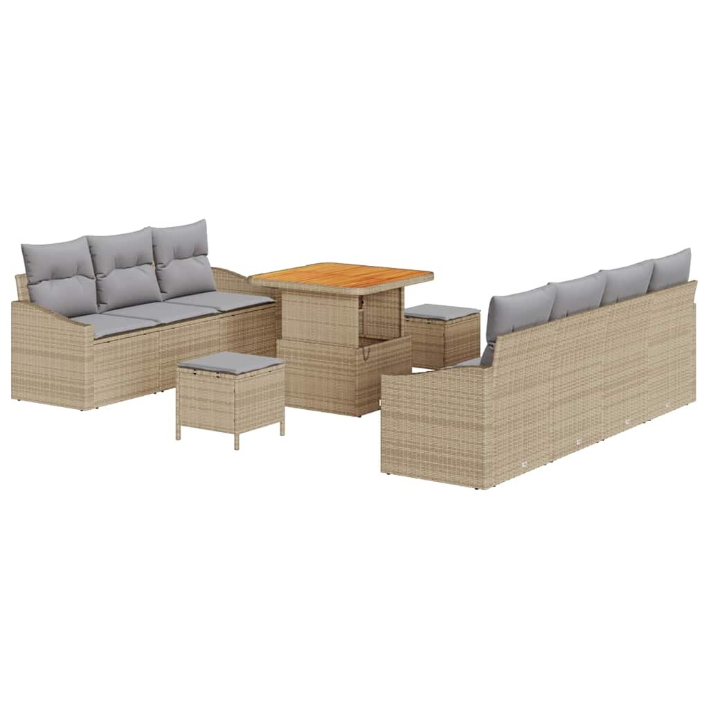 vidaXL Garten-Sofa-Set mit Kissen mit Kissen 10 pcs Beige und Hellgrau Image