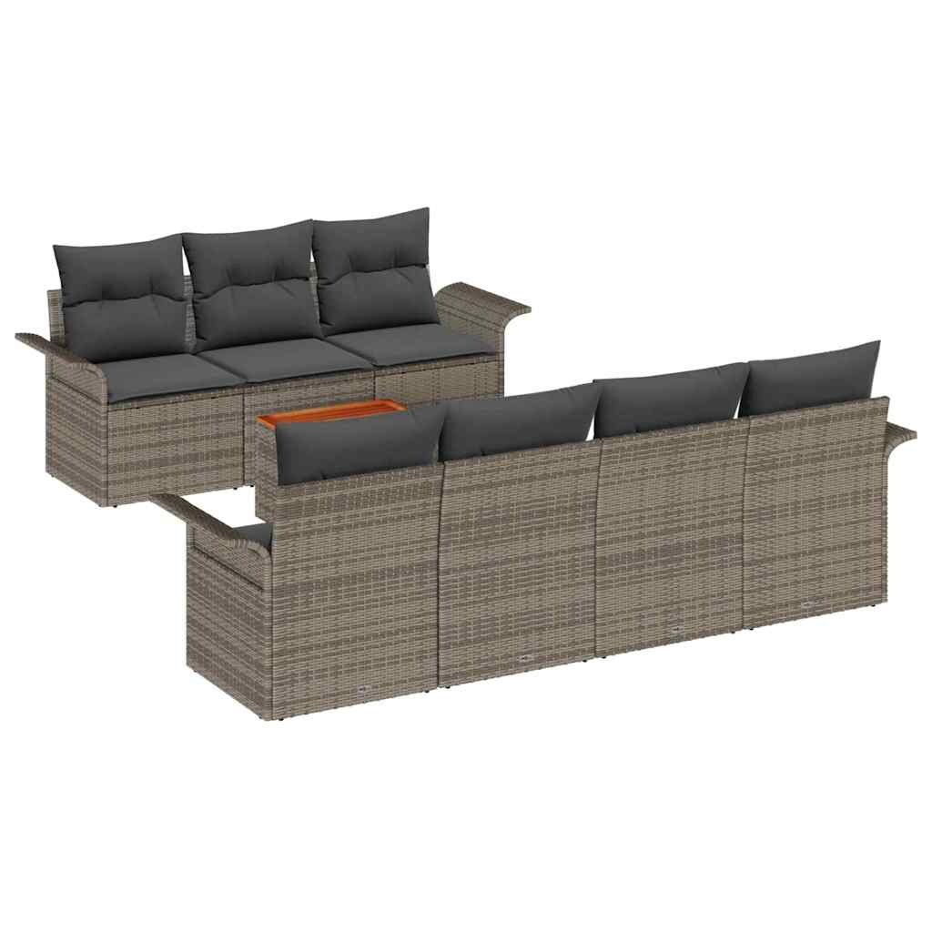 vidaXL Garten-Sofa-Set mit Kissen mit Speicher mit Kissen 8 pcs Grau Image