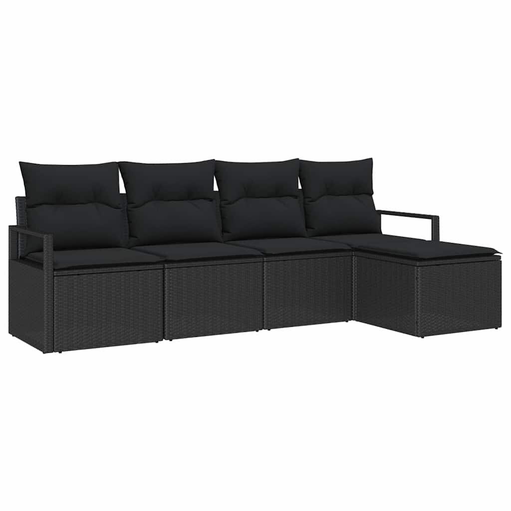 vidaXL Garten-Sofa-Set 5 pcs Schwarz Poly Rattan Image