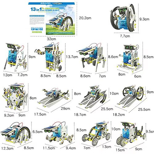 Solar-Montage-Wissenschaftsexperiment, DIY-Montage-Puzzle-Spielzeugauto, 13-in-1 intelligenter Spaßroboter, geeignet für MINT-Bildungsspielzeug für Jungen im Alter von 6-12 Jahren, Image