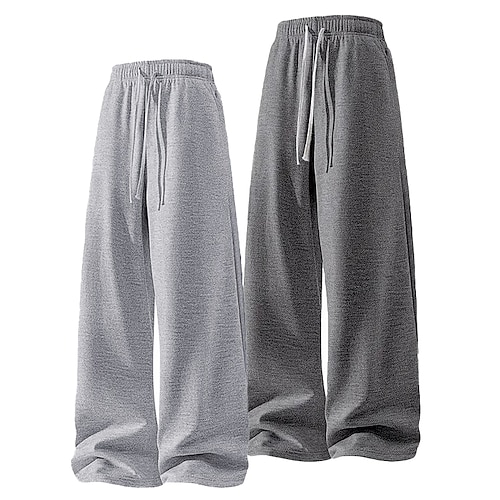 Mehrfachpackungen 2St Herren schwarzdunkelgrau Jogginghose Hose Kordelzug Elastischer Bund Einfach Urlaub Alltagskleidung Polyester Frühling Image