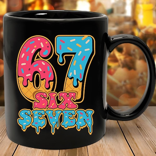67 Meme-Becher, lustiges Geschenk, Kaffeebecher mit leuchtendem Eiscreme-Design, perfektes süßes Geschenk für Dessertliebhaber, Freunde oder Kollegen Image