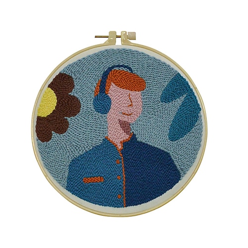 Weihnachtsgeschenk für Mütter: DIY-Stickerei-Starterset – Lavendel Blumenmuster „Vergissmeinnicht" mit Stickrahmenanleitung – für Anfänger geeignet Image