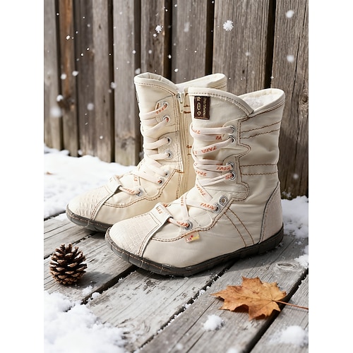 Rote Damen-Winterstiefel aus Leder mit verbesserter Traktion – mittelhohe All-Terrain-Stiefel für Outdoor-Abenteuer, Wandern und Wintersport Image