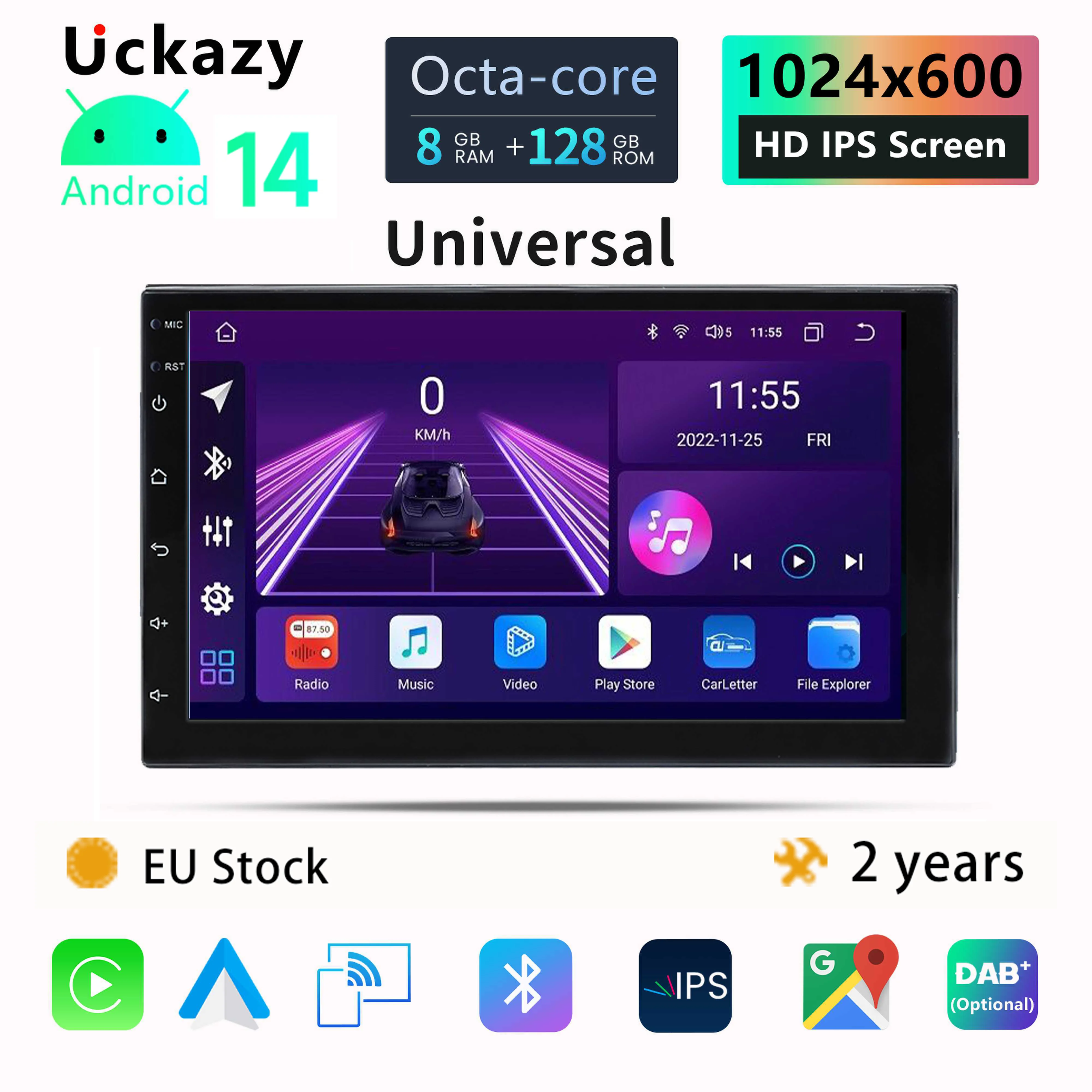 7'uckazy ips 2 din Autoradio android 14 universelle Multimedia Stereo GPS Navigation Bluetooth Audio Head Unit Carplay wifi rds 4 g8 Image
