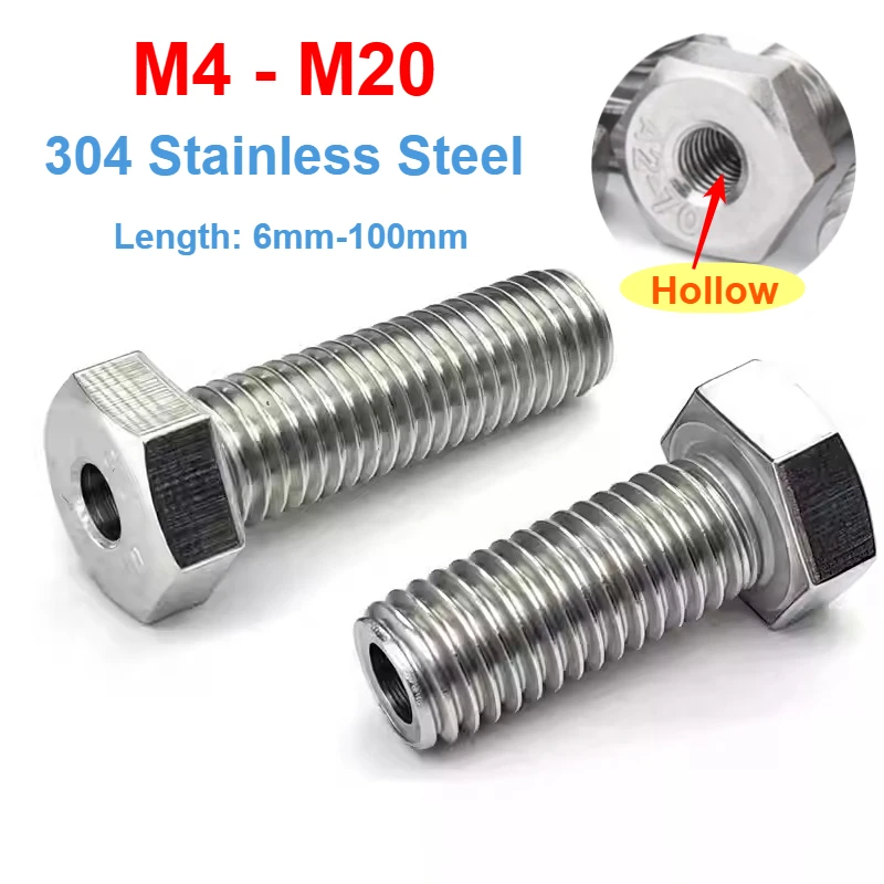 M4 M5 M6 M8 M10 M12 M14 M16 M20 304 Edelstahl Außensechskant Hohlschraube Hohlbolzen Maskenmaschine Durchgangslochschraube Image