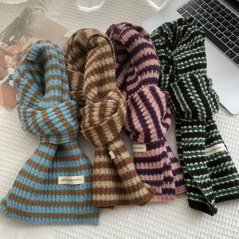 Winter Frauen warmen Streifen Schal stricken dicke warme Winter Farbe Streifen Schals Winter lässig wärmer Frauen Schals für Frauen Image