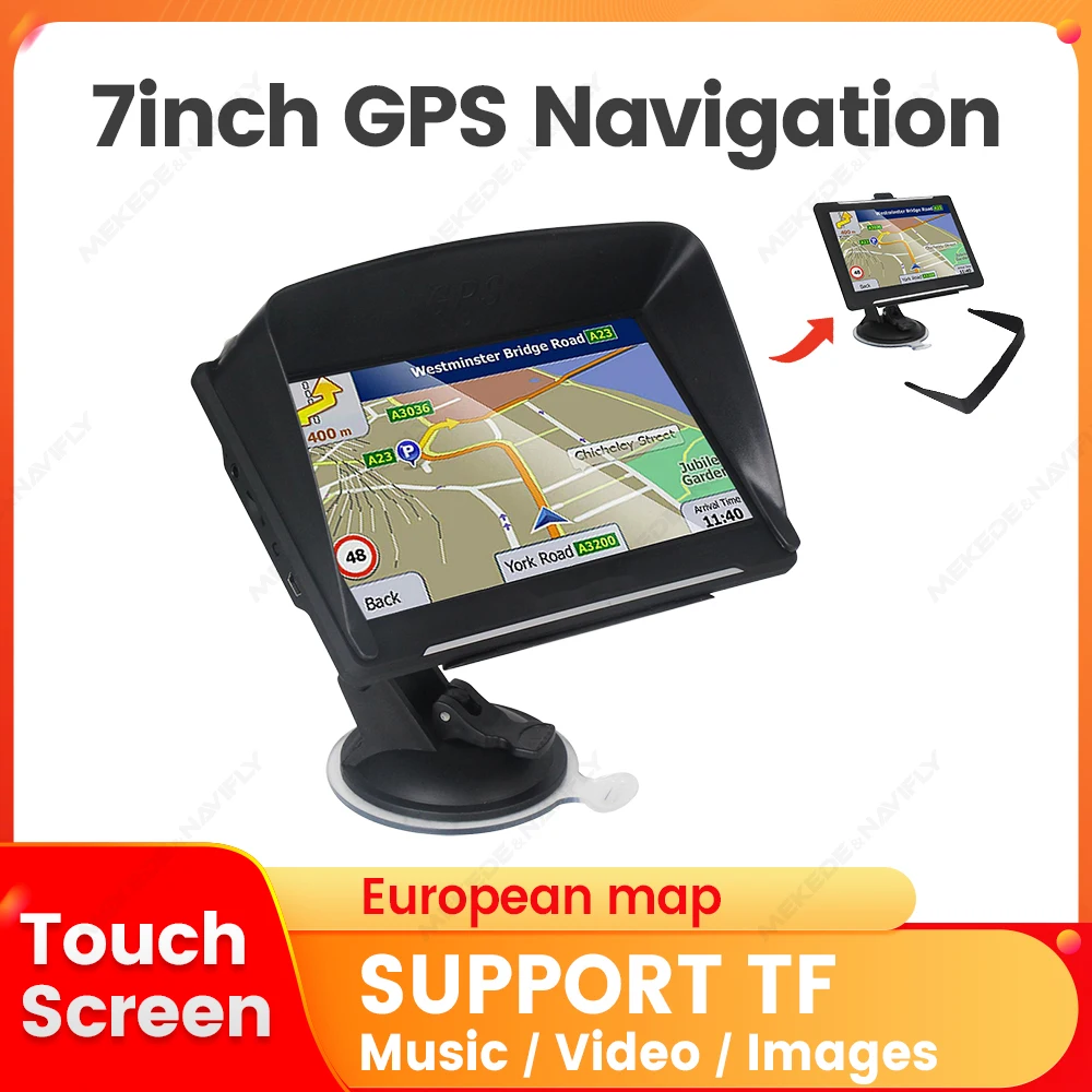 MEKEDE 7-Zoll-Touchscreen für Auto, GPS, Navigation, LKW, Sonnenschutz, Karte, eingebaut im Jahr 2025, neue Europa, GPS-Navigator, FM-Musik, Videospiele