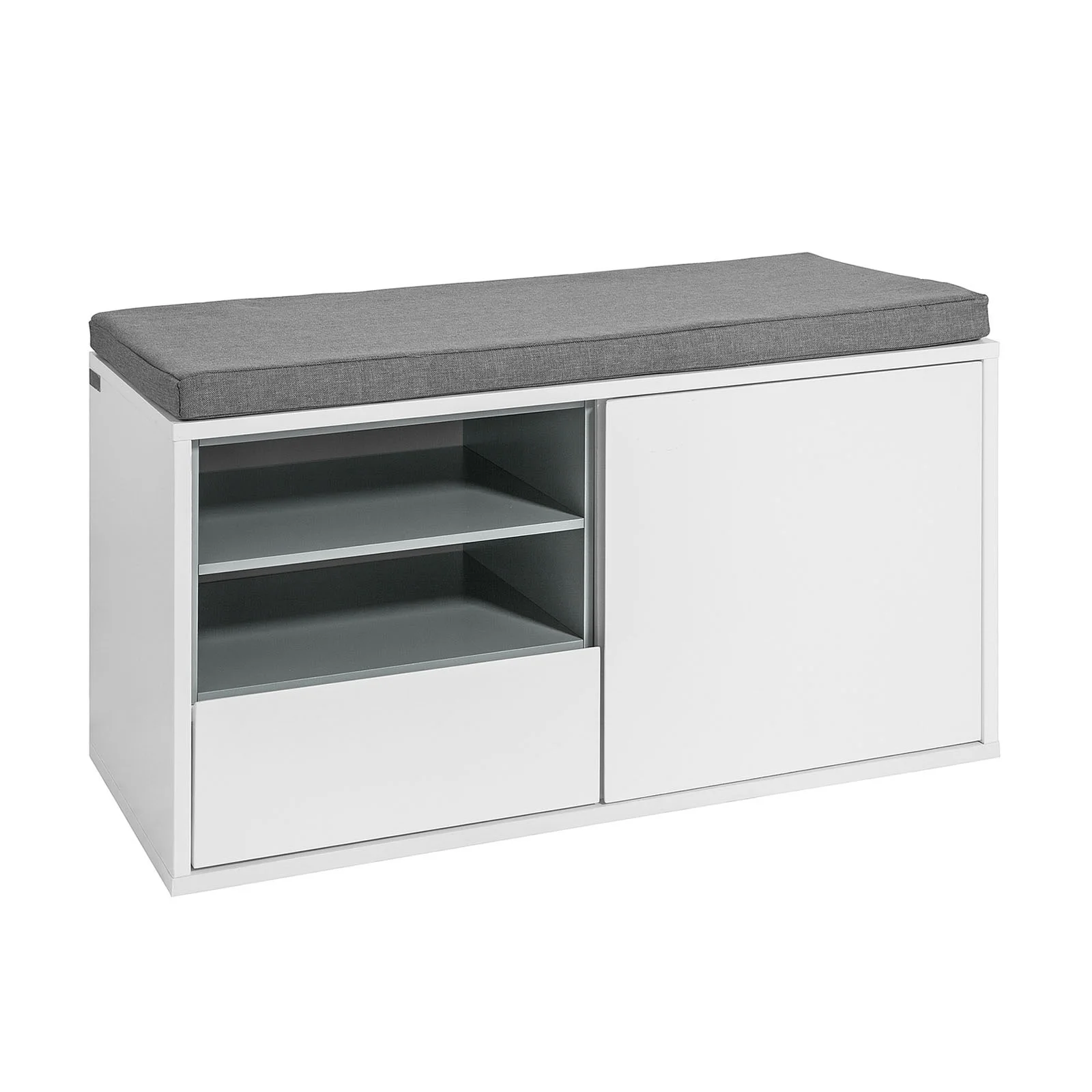 SoBuy FSR37-W Sitzbank mit Sitzkissen Bettbank Schuhschrank Garderobenbank weiß BHT ca: 80x46x35cm