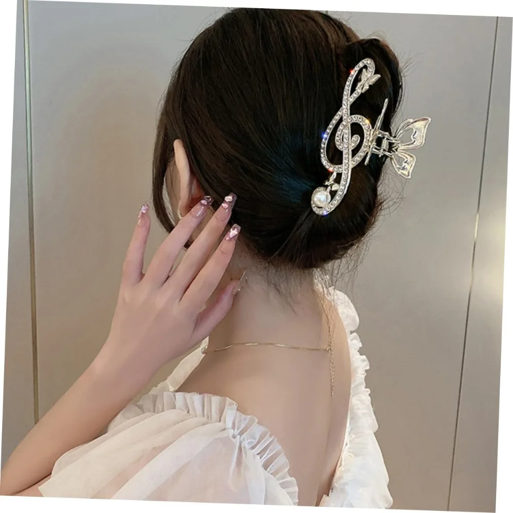 Glitzer Musik Note Klaue Clip neue dicke Haare Musik Stil Haars pangen Strass Haarschmuck Noten form Frauen Image