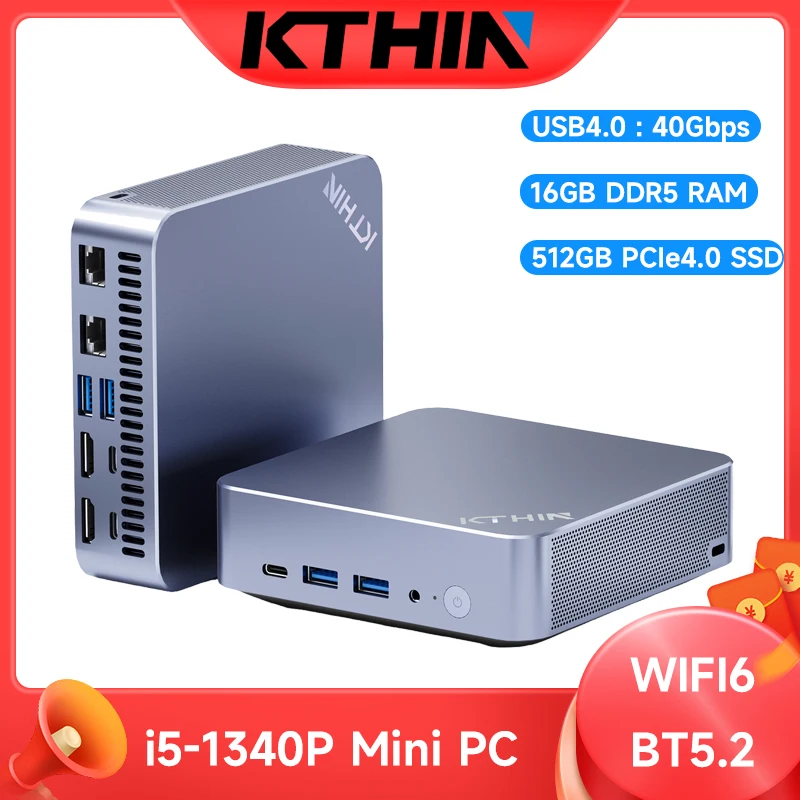 Mini PC Computer i5-1340P WIFI6 BT5.2 Mini Gaming PC 2.5G LAN USB4.0 DDR5 4800MHz PCIe SSD Mini Desktop Computer/ OpenClaw