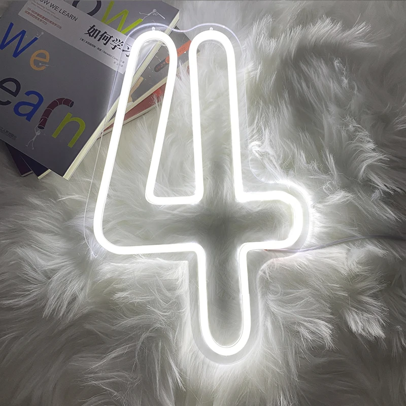 LED Neon Zahlen 0-9 Neon Licht Zeichen personalisierte Buchstaben Nummer Wand Kunst Baby Geburtstag Jahrestag Geschenk Home Party Dekor Image