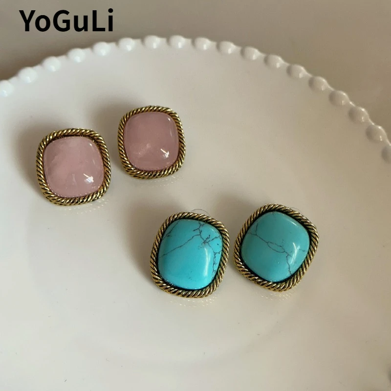 Modeschmuck Vintage Temperament Quadratische Geometrische Ohrringe Für Frauen Party Geschenke Einfach Design Ohr Zubehör 2025, Trend Neue Image
