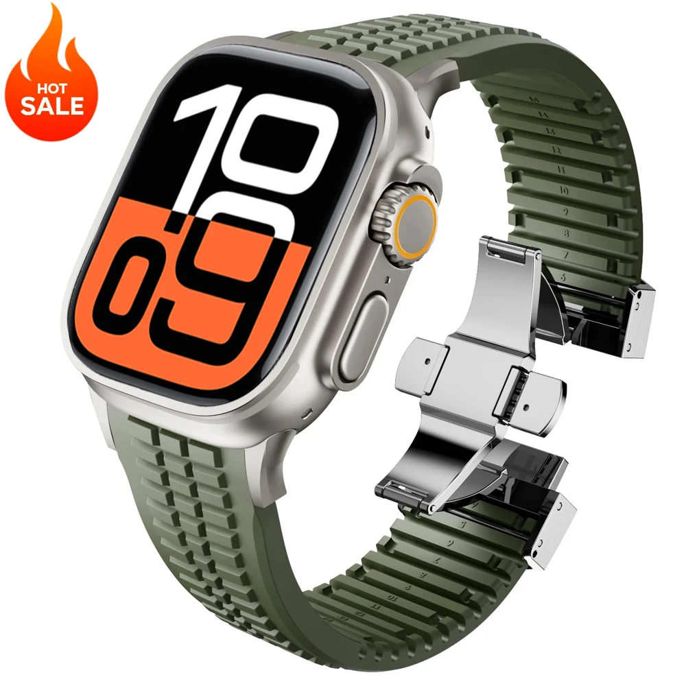 Luxusarmband für Apple Watch Ultra 3/2 49 mm 46 mm 45 mm 44 mm 42 mm Sport-Silikonband für IWatch Serie 11 10 9 8 7 6 SE Armband Image