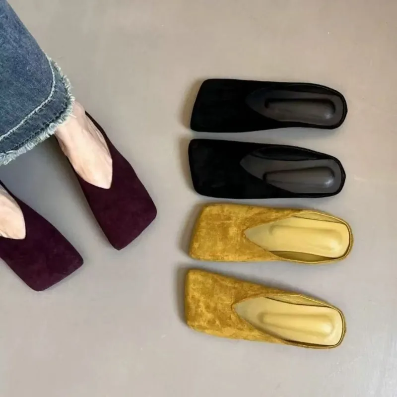 Loafer 2025, Frühlingsneue Slip-on-Außen-Baotou-Halbhausschuhe mit quadratischer Zehenpartie für Damen Image
