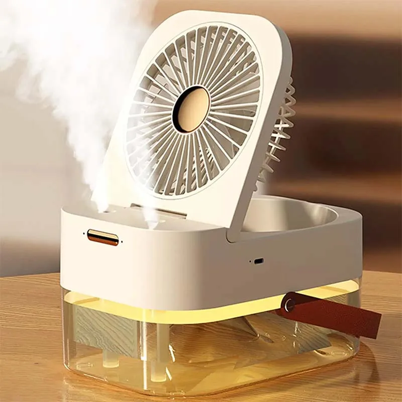 Mini USB Lade Tragbare Luftkühler Tragbare Desktop Wiederaufladbare Beschlagen Fan Dual Spray Befeuchtung Fan Luftbefeuchter Fan Image
