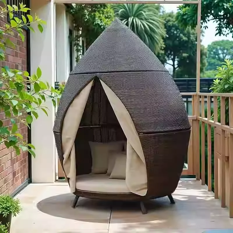 Rattan-Liegestuhl für den Außenbereich, rundes Bett, Internet-Promi-Bett und Frühstück, Garten, Hotel, Villa, Innenhof, Sofa