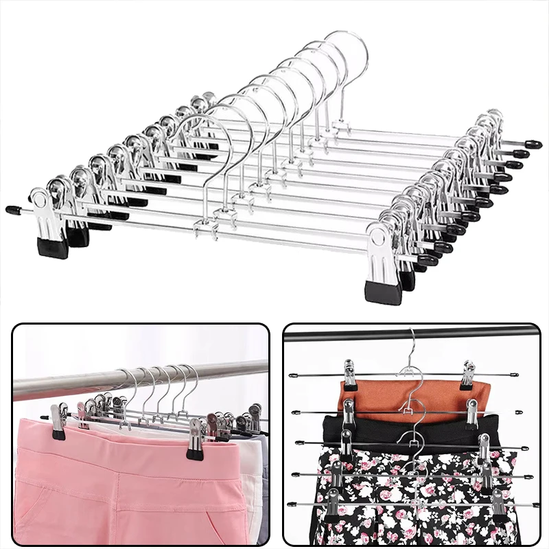 5 ~ 20 stücke Metall Hosen Racks Schwarz Wind Proof Mehrzweck Rock Racks für Kleidung Trocknen Hosen Kleiderschrank Anti-slip Clip TMZ