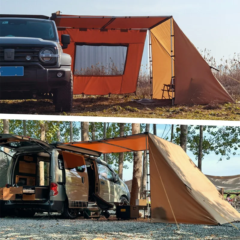 Erweiterbare Seitenmarkise für den Außenbereich, tragbares Fahrzeugüberdachung, Sonnenschutz, Unterschlupf, dreieckig, Camping, UV-Schutz Image