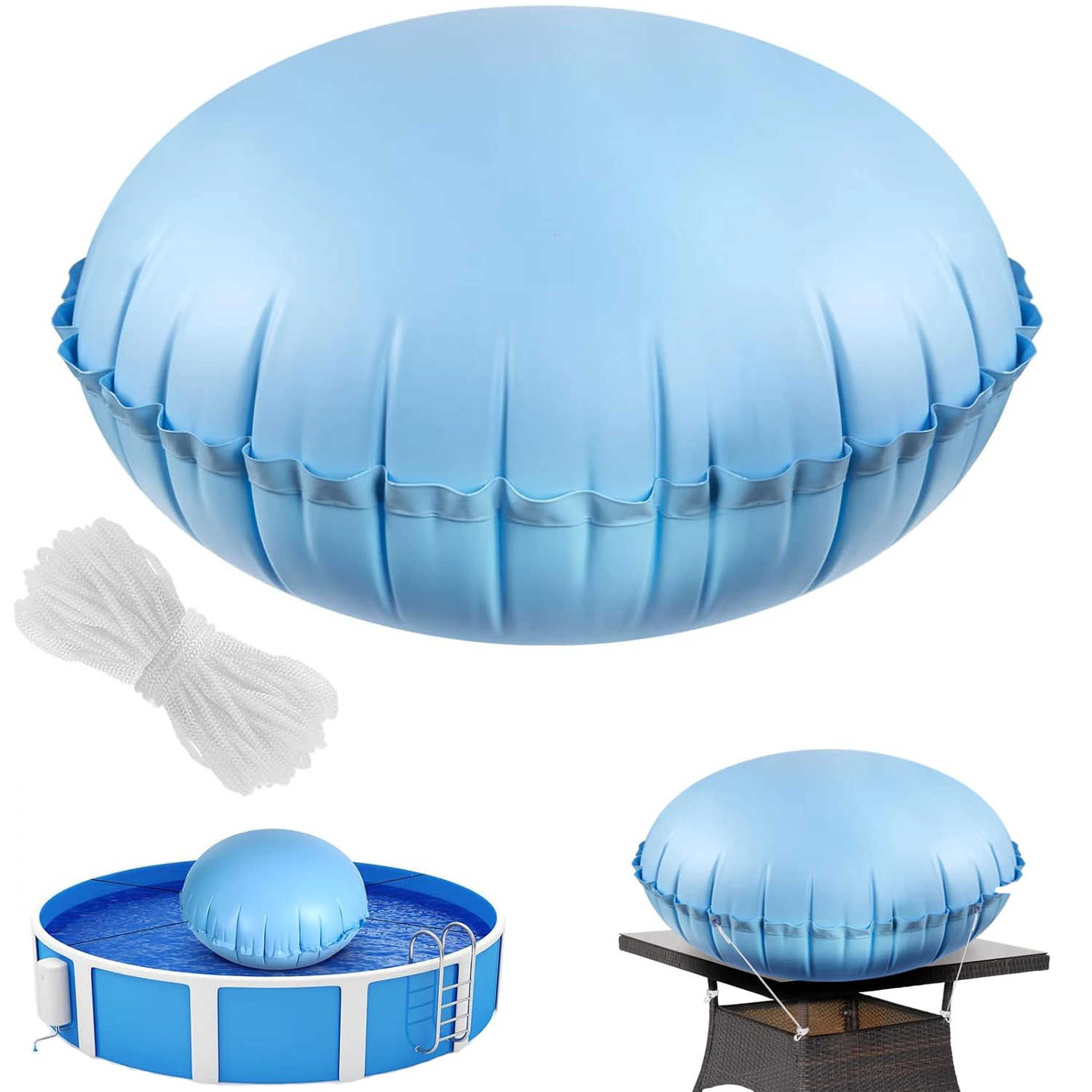 Oreillers de piscine pour piscines hors sol, oreillers de piscine pour fermer l'hiver, kit d'oreillers ronds de couverture de piscine d'air de 4 pieds pour l'hiver