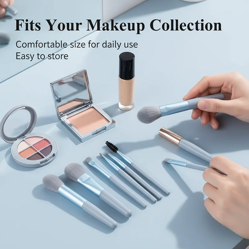 Weiches, flauschiges Make-up-Pinsel-Set, Kosmetik, Foundation, Rouge, Puder, Lidschatten, Kabuki, Blending, Beauty-Tool, 8-teilig Image
