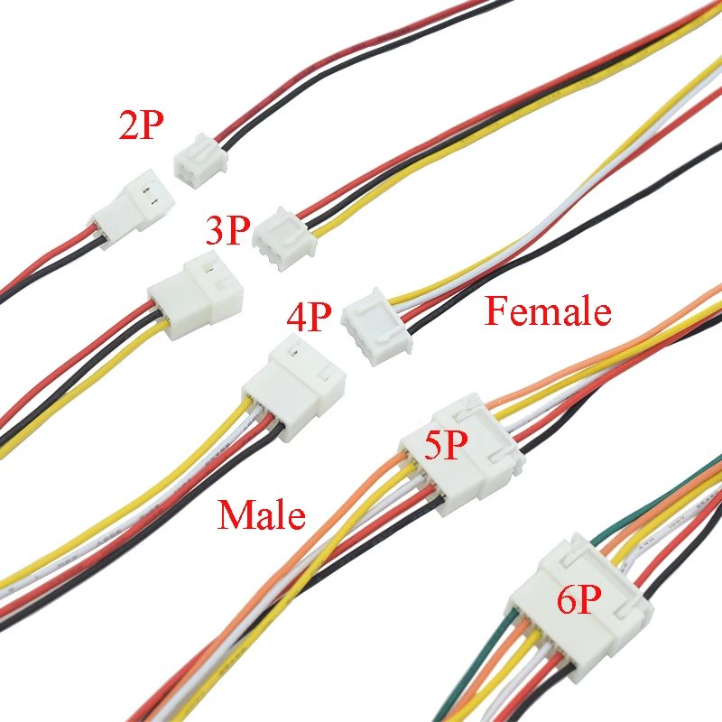 10Pairs Micro JST XH 2,54 2P 3P 4P 5P 6PIN Männlich Weiblich Stecker Stecker 2,54mm Pitch Mit Draht Kabel Batterie Ladekabel Image