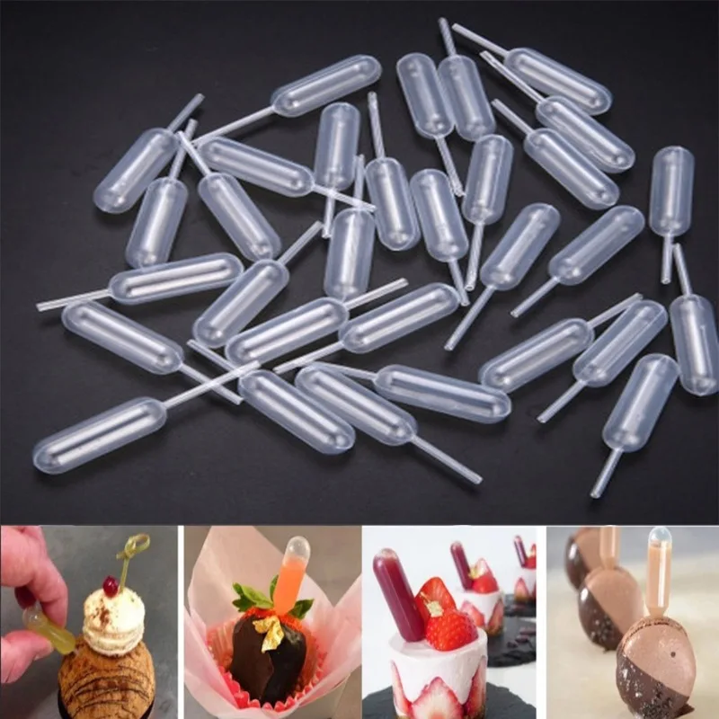 50 Stück 4 ml Kunststoff-Cupcake-Pipetten, Quetschspritzen, Einweg-Flüssigkeitseinspritzdüsen, Squeeze-Transfer-Tropfer für Cupcakes, Desserts Image