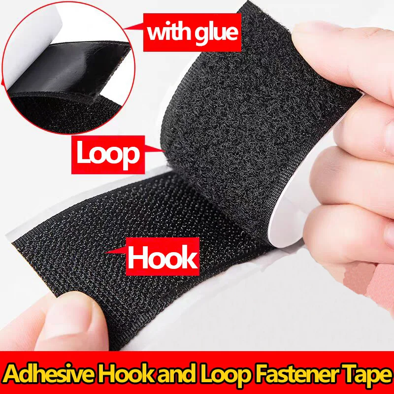 20–50 mm, 2 Meter/Paar, starkes, selbstklebendes Klettband, Nylon, klebrige Rückseite, Klettverschlüsse, robuste selbstklebende Befestigungsstreifen für Heimwerker Image