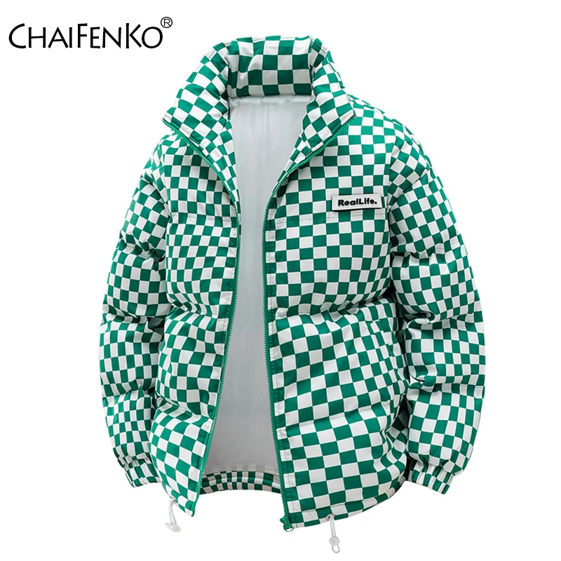 Männer Lose Mode Grid Verdicken Mantel Winter Winddicht Vielseitig Komfortable Stehkragen Jacke Neue Casual Warm Halten Männer Parka Image