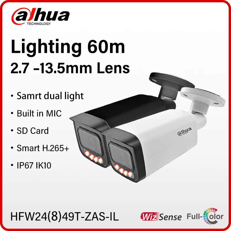 Dahua WizSense 4MP 8MP Vollfarb-Kamera mit motorisiertem Zoomobjektiv, intelligente Lichtkamera mit Mikrofon HFW2449T-ZAS-IL HFW2849T-ZAS-IL Image