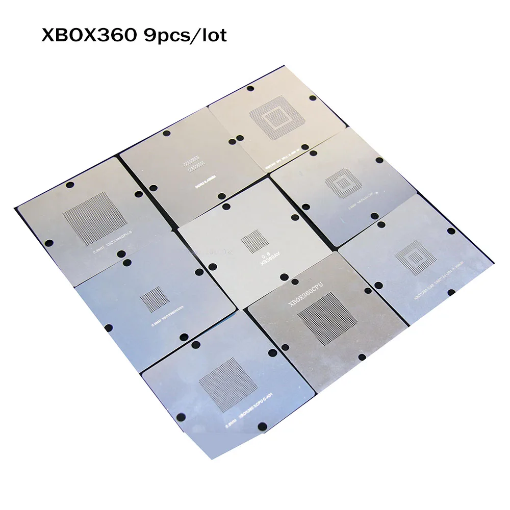 9 Teile/los XBOX360 CPU GPU Schablonen 80*80/90*90mm BGA Reballing Station Spielkonsole BGA IC Reballing reparatur Image