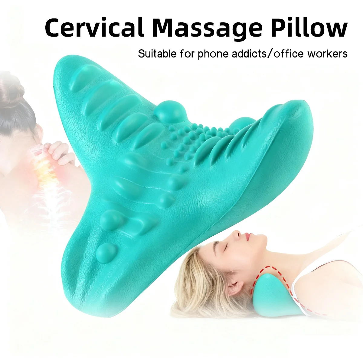 Tragbares Nackenmassagekissen mit Schwerkraft-Akupressur-Traktionsdesign, Nackenschutz, Schlafhilfe und Reparatur der Halswirbelsäule Image
