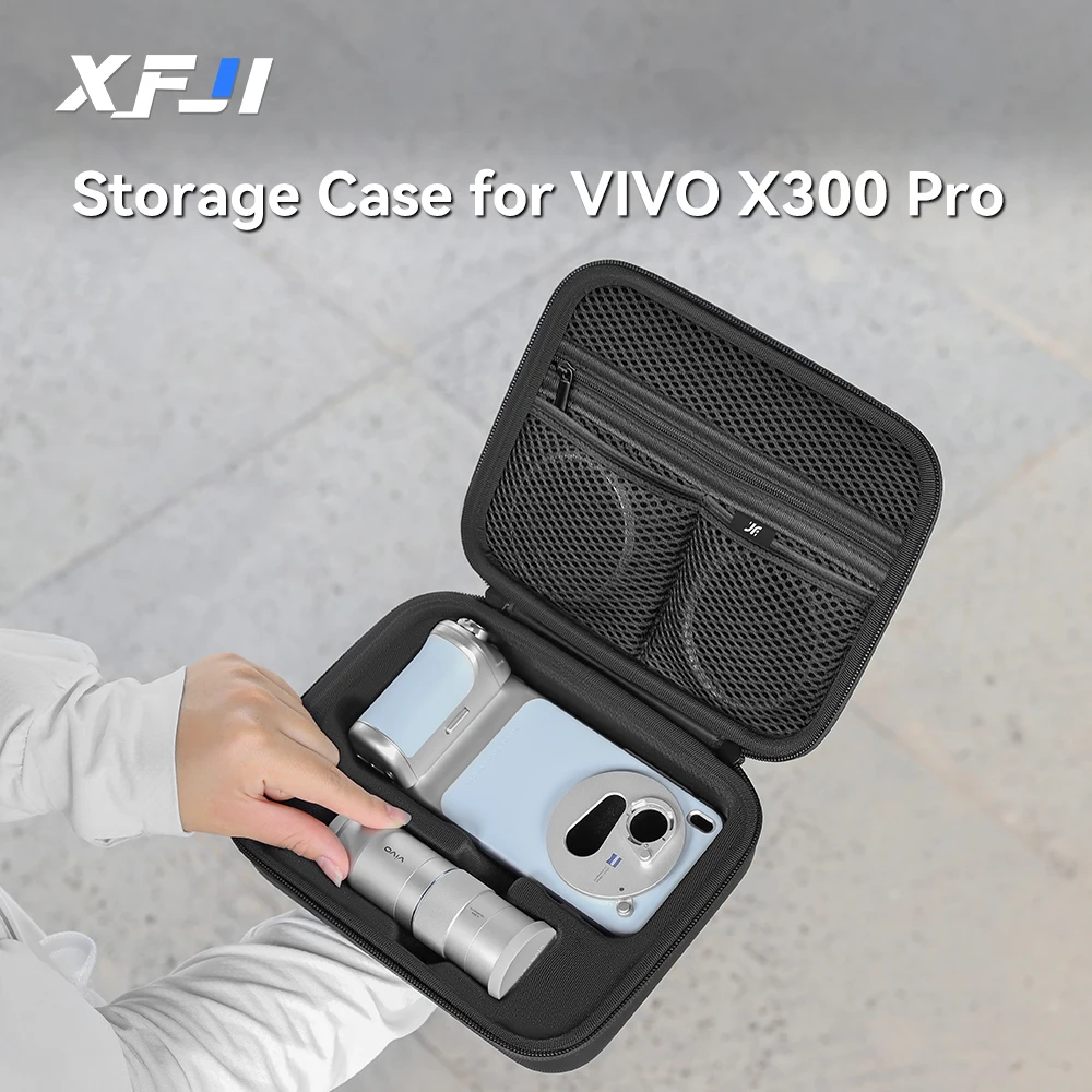 XFJI Aufbewahrungstasche, PU-Leder, sturzsichere Hartschalen-Handtasche für VIVO X300 Pro Fotografen-Set-Zubehör Image