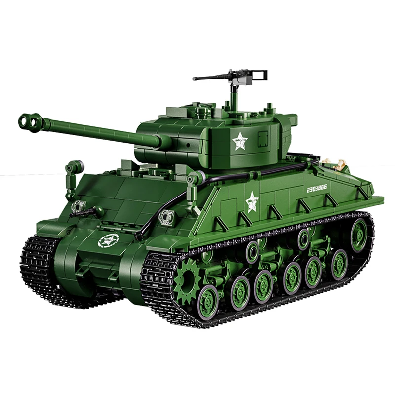 12GO 97010 WWII American M4 Sherman Medium Tank Modell 1682 stücke Baustein set Militär Modell DIY Spielzeug für Weihnachten geschenke Image