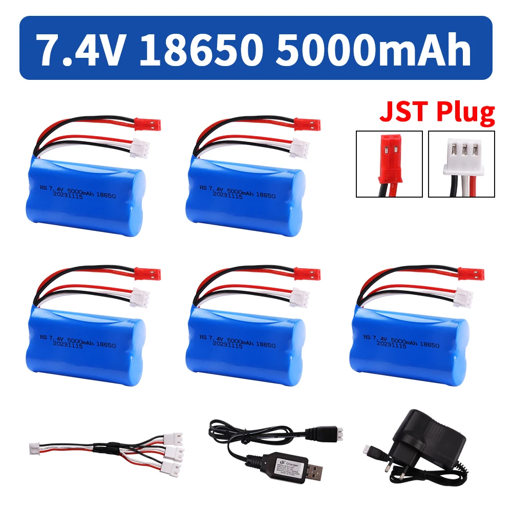 7,4 V 5000 mAh 18650 2S JST PLUG lipo batterie Für Fernbedienung hubschrauber Auto Boote Spielzeug teile upgrade 7,4 V Li-po batterie Image