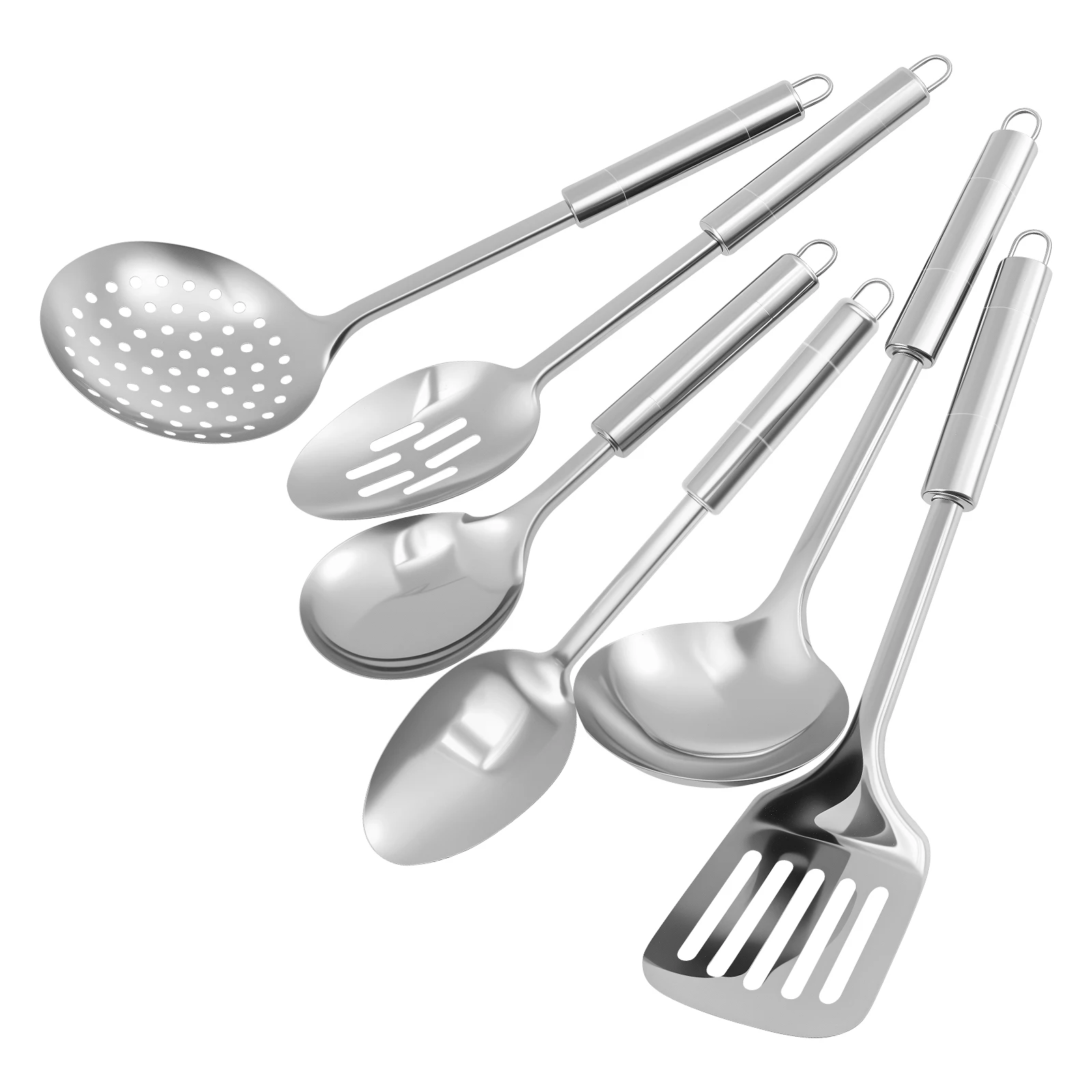 Ensemble d'ustensiles de cuisine en acier inoxydable, 6 pièces, ensemble d'ustensiles de cuisine résistants à la chaleur, outils de cuisine polyvalents