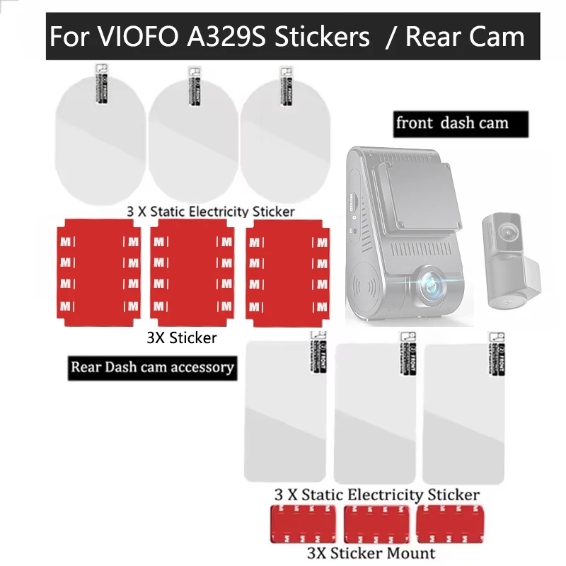Für VIOFO A329S / A229 Pro / A229 Plus Film und statische Aufkleber für VIOFO Rückfahrkamera Statische Aufkleber 3 Stück Image