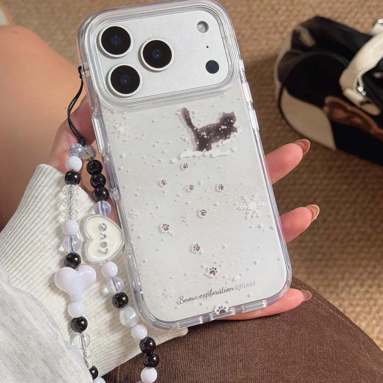 Hapyy Merry Christmas ins süße Katze Schneeflocke imd Handyhülle Armbandhülle für iPhone 13 15 14 Pro Max 16 17 Pro Max Capa Image