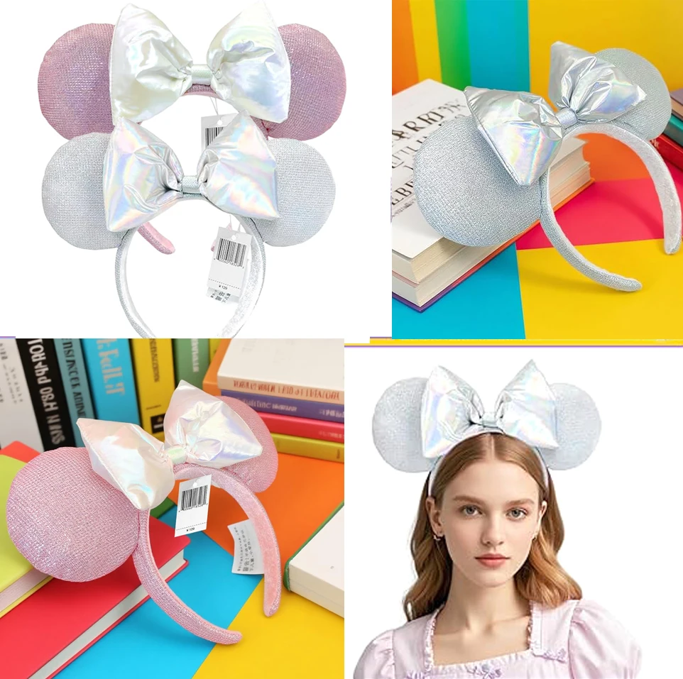 Disney Minnie Mouse Stirnbänder Rosa Weiße Schleife Haarbänder Halloween Weihnachten Geburtstag Party Dekoration Cosplay Kostüm Frauen Mädchen Image